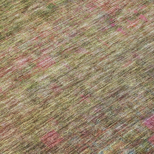 Homeroots 3' Artichoke Green And Hot Pink Floral Washable Area Rug - Perfect For Indoor And Outdoor Spaces 8' Round Polyester 605737