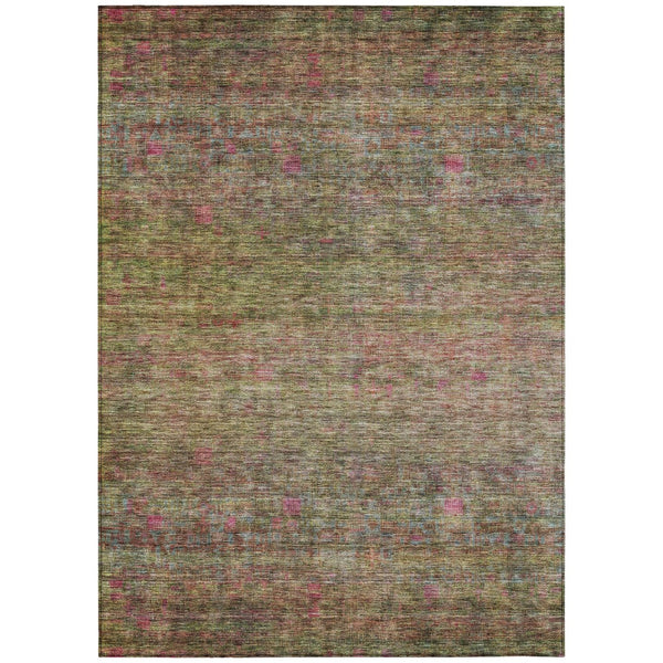 Homeroots 3' Artichoke Green And Hot Pink Floral Washable Area Rug - Perfect For Indoor And Outdoor Spaces 8' X 10' Polyester 605738