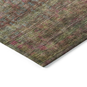 Homeroots 3' Artichoke Green And Hot Pink Floral Washable Area Rug - Perfect For Indoor And Outdoor Spaces 8' X 10' Polyester 605738