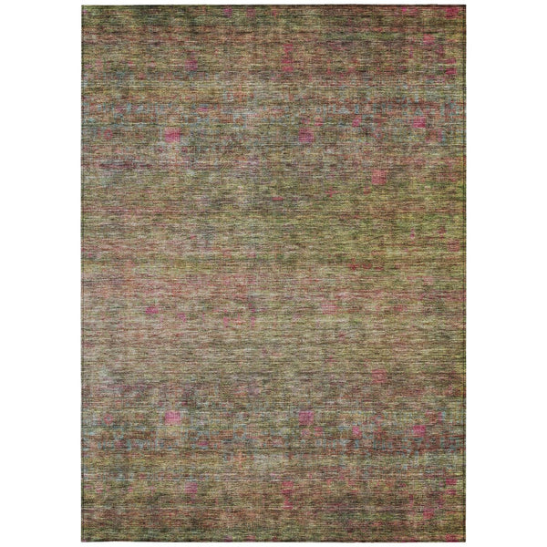 Homeroots 3' Artichoke Green And Hot Pink Floral Washable Area Rug - Perfect For Indoor And Outdoor Spaces 8' X 10' Polyester 605738