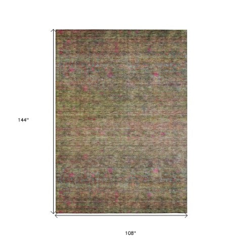 Homeroots 3' Artichoke Green And Hot Pink Floral Washable Area Rug - Perfect For Indoor And Outdoor Spaces 9' X 12' Polyester 605739