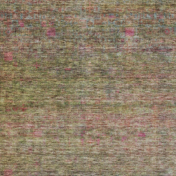 Homeroots 3' Artichoke Green And Hot Pink Floral Washable Area Rug - Perfect For Indoor And Outdoor Spaces 9' X 12' Polyester 605739