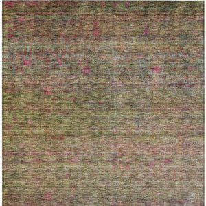 Homeroots 3' Artichoke Green And Hot Pink Floral Washable Area Rug - Perfect For Indoor And Outdoor Spaces 10' X 14' Polyester 605740