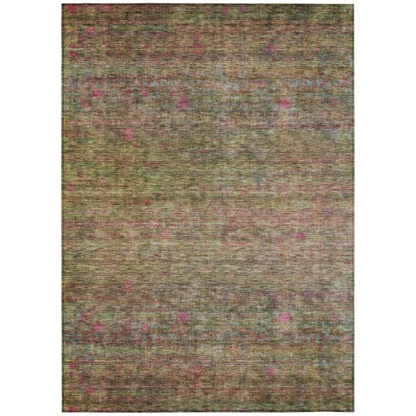 HomeRoots 5' Vibrant Artichoke Green and Hot Pink Floral Washable Area Rug for Indoor and Outdoor Spaces 10' X 14' 605740