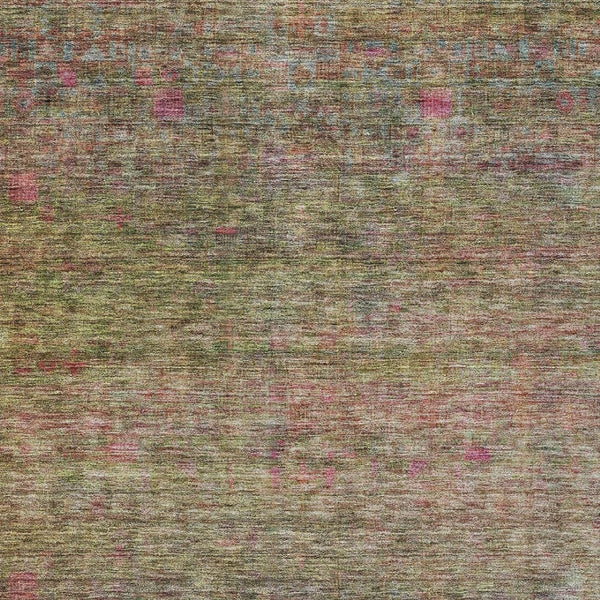 Homeroots 3' Artichoke Green And Hot Pink Floral Washable Area Rug - Perfect For Indoor And Outdoor Spaces 10' X 14' Polyester 605740