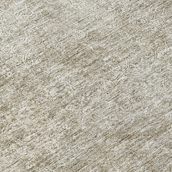 Homeroots 3' Beautiful Linen And Gray Floral Washable Area Rug For Indoor And Outdoor Spaces, Durable Design 8' Round Polyester 605743