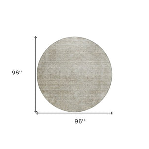 Homeroots 3' Beautiful Linen And Gray Floral Washable Area Rug For Indoor And Outdoor Spaces, Durable Design 8' Round Polyester 605743