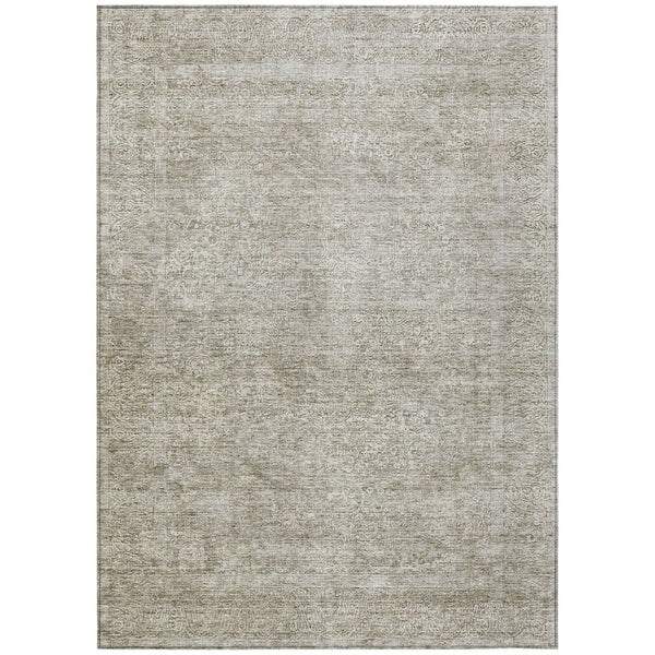 HomeRoots 5' Linen and Gray Floral Area Rug - Stylish Indoor Outdoor Design for High-Traffic Spaces 8' X 10' 605744