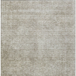 Homeroots 3' Beautiful Linen And Gray Floral Washable Area Rug For Indoor And Outdoor Spaces, Durable Design 10' X 14' Polyester 605746