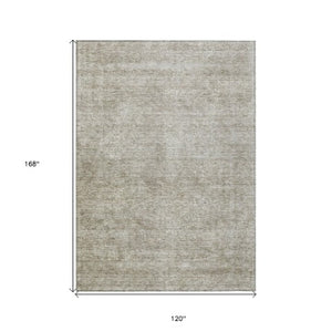 Homeroots 3' Beautiful Linen And Gray Floral Washable Area Rug For Indoor And Outdoor Spaces, Durable Design 10' X 14' Polyester 605746