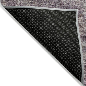 Homeroots 3' Beautiful Linen And Gray Floral Washable Area Rug For Indoor And Outdoor Spaces, Durable Design 3' X 5' Polyester 605747