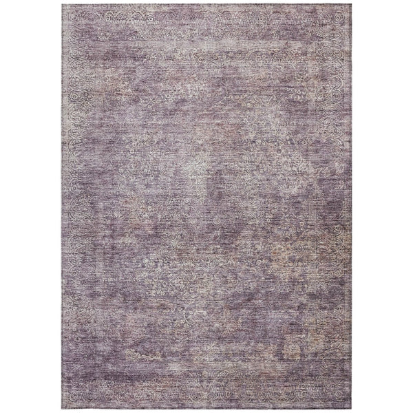 Homeroots 3' Beautiful Linen And Gray Floral Washable Area Rug For Indoor And Outdoor Spaces, Durable Design 5' X 8' Polyester 605748