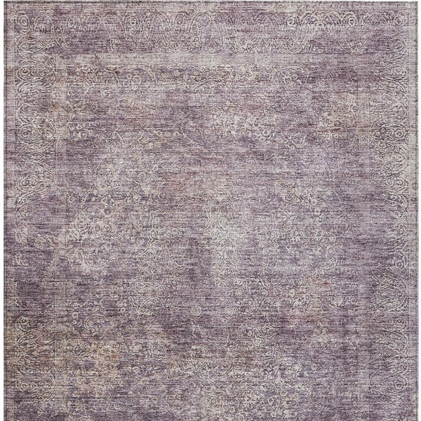 Homeroots 3' Beautiful Linen And Gray Floral Washable Area Rug For Indoor And Outdoor Spaces, Durable Design 5' X 8' Polyester 605748