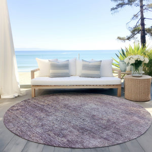 Homeroots 3' Beautiful Linen And Gray Floral Washable Area Rug For Indoor And Outdoor Spaces, Durable Design 8' Round Polyester 605749