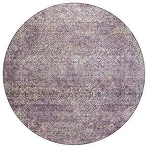 HomeRoots 5' Vibrant Plum and Lavender Floral Area Rug - Durable, Washable Design for Indoor and Outdoor Use 8' Round 605749