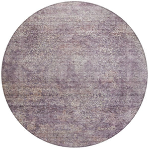 Homeroots 3' Beautiful Linen And Gray Floral Washable Area Rug For Indoor And Outdoor Spaces, Durable Design 8' Round Polyester 605749