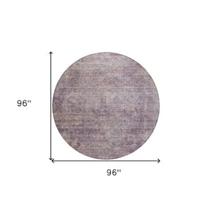 Homeroots 3' Beautiful Linen And Gray Floral Washable Area Rug For Indoor And Outdoor Spaces, Durable Design 8' Round Polyester 605749