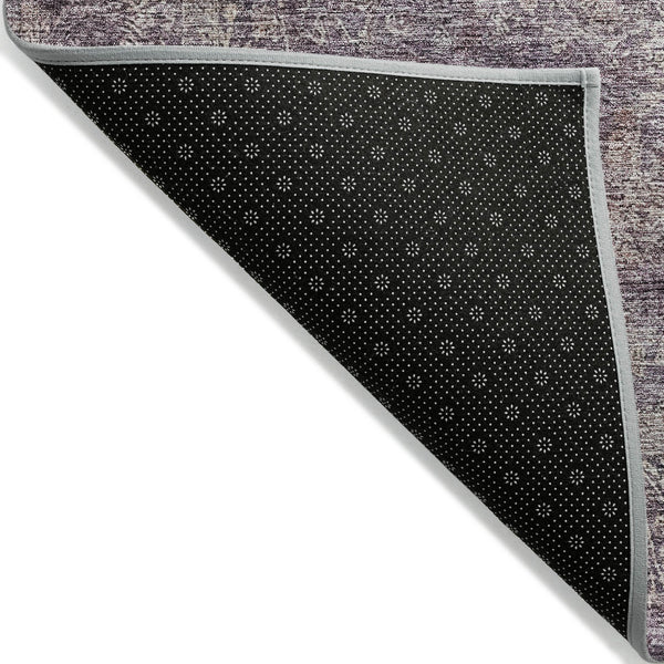 Homeroots 3' Beautiful Linen And Gray Floral Washable Area Rug For Indoor And Outdoor Spaces, Durable Design 8' X 10' Polyester 605750