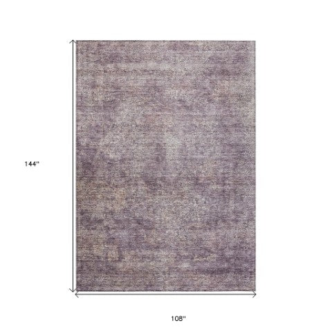 Homeroots 3' Beautiful Linen And Gray Floral Washable Area Rug For Indoor And Outdoor Spaces, Durable Design 9' X 12' Polyester 605751