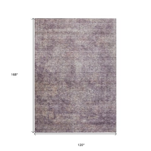 Homeroots 3' Beautiful Linen And Gray Floral Washable Area Rug For Indoor And Outdoor Spaces, Durable Design 10' X 14' Polyester 605752