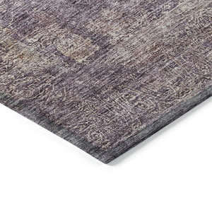 Homeroots 3' Beautiful Linen And Gray Floral Washable Area Rug For Indoor And Outdoor Spaces, Durable Design 10' X 14' Polyester 605752