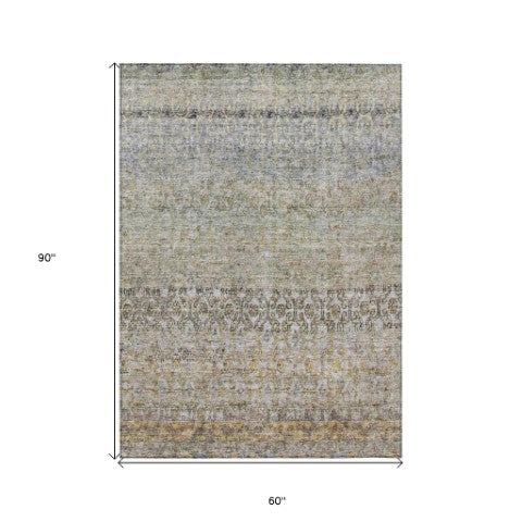 Homeroots 3' Vibrant Floral Washable Indoor Outdoor Area Rug - Durable, Stain Resistant, Perfect For Any Space 5' X 8' Polyester 605754