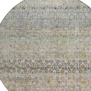 Homeroots 3' Vibrant Floral Washable Indoor Outdoor Area Rug - Durable, Stain Resistant, Perfect For Any Space 8' Round Polyester 605755