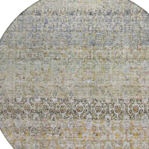 Homeroots 3' Vibrant Floral Washable Indoor Outdoor Area Rug - Durable, Stain Resistant, Perfect For Any Space 8' Round Polyester 605755