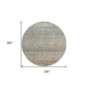 Homeroots 3' Vibrant Floral Washable Indoor Outdoor Area Rug - Durable, Stain Resistant, Perfect For Any Space 8' Round Polyester 605755