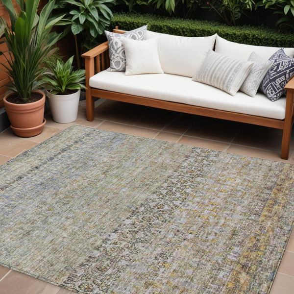 Homeroots 3' Vibrant Floral Washable Indoor Outdoor Area Rug - Durable, Stain Resistant, Perfect For Any Space 9' X 12' Polyester 605757
