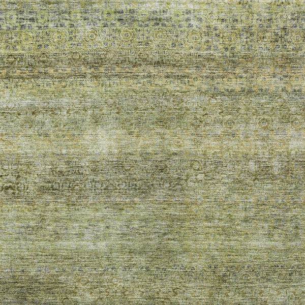 Homeroots 3' Artichoke Green Brown Gray Striped Washable Area Rug For Indoor And Outdoor Spaces, Durable Design 3' X 5' Polyester 605759