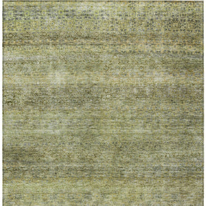 Homeroots 3' Artichoke Green Brown Gray Striped Washable Area Rug For Indoor And Outdoor Spaces, Durable Design 5' X 8' Polyester 605760