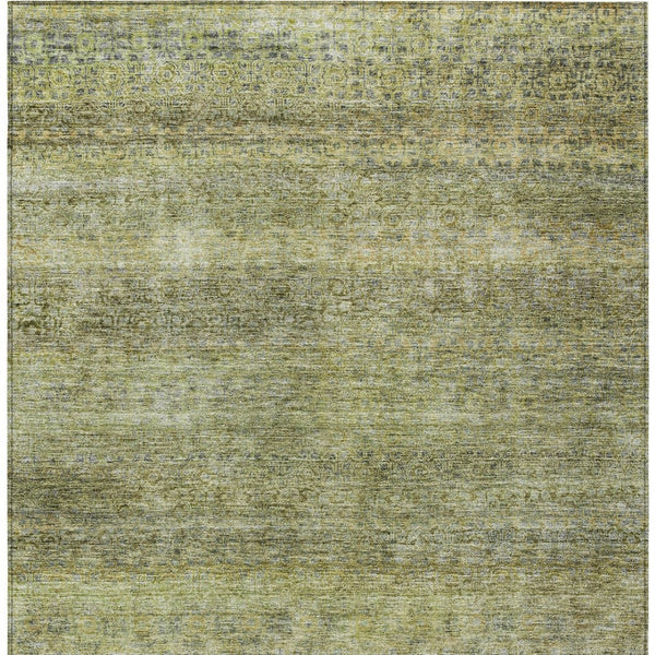 Homeroots 3' Artichoke Green Brown Gray Striped Washable Area Rug For Indoor And Outdoor Spaces, Durable Design 5' X 8' Polyester 605760