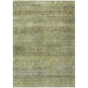 HomeRoots 5' Striped Artichoke Green, Brown & Gray Indoor-Outdoor Area Rug for Versatile All-Weather Use 5' X 8' 605760