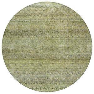 HomeRoots 5' Striped Artichoke Green, Brown & Gray Indoor-Outdoor Area Rug for Versatile All-Weather Use 8' Round 605761