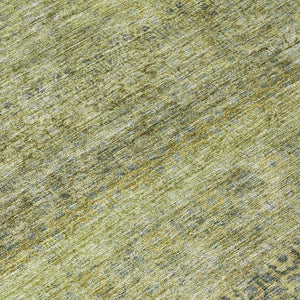 Homeroots 3' Artichoke Green Brown Gray Striped Washable Area Rug For Indoor And Outdoor Spaces, Durable Design 8' Round Polyester 605761
