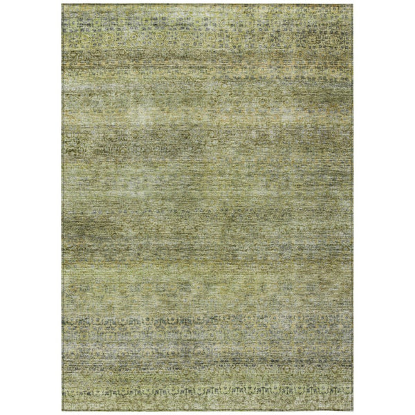 HomeRoots 5' Striped Artichoke Green, Brown & Gray Indoor-Outdoor Area Rug for Versatile All-Weather Use 8' X 10' 605762