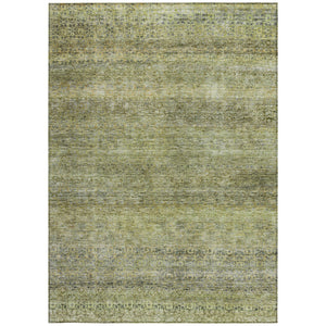 Homeroots 3' Artichoke Green Brown Gray Striped Washable Area Rug For Indoor And Outdoor Spaces, Durable Design 9' X 12' Polyester 605763