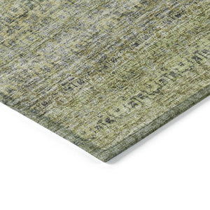 Homeroots 3' Artichoke Green Brown Gray Striped Washable Area Rug For Indoor And Outdoor Spaces, Durable Design 9' X 12' Polyester 605763