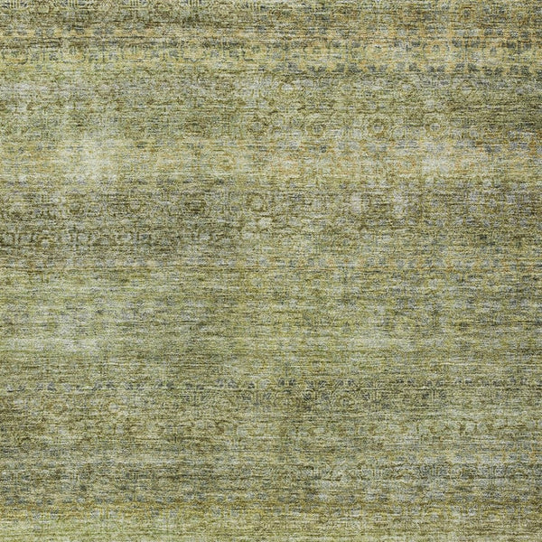 Homeroots 3' Artichoke Green Brown Gray Striped Washable Area Rug For Indoor And Outdoor Spaces, Durable Design 9' X 12' Polyester 605763