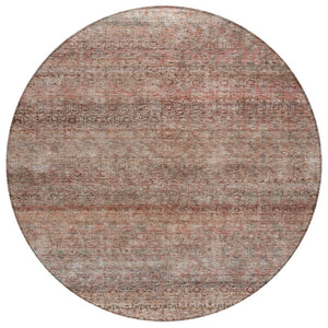 HomeRoots 5' Coral and Black Striped Washable Area Rug - Stylish, Durable, Indoor-Outdoor Versatile Decor Piece 8' Round 605767
