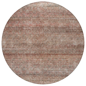 Homeroots 3' Artichoke Green Brown Gray Striped Washable Area Rug For Indoor And Outdoor Spaces, Durable Design 8' Round Polyester 605767