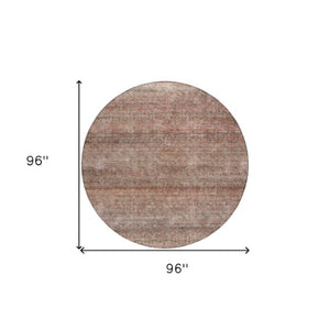 Homeroots 3' Artichoke Green Brown Gray Striped Washable Area Rug For Indoor And Outdoor Spaces, Durable Design 8' Round Polyester 605767