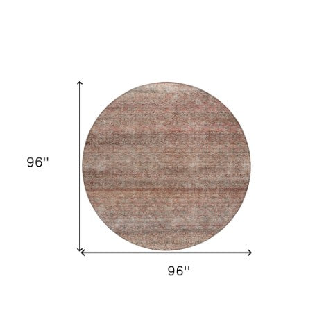 Homeroots 3' Artichoke Green Brown Gray Striped Washable Area Rug For Indoor And Outdoor Spaces, Durable Design 8' Round Polyester 605767