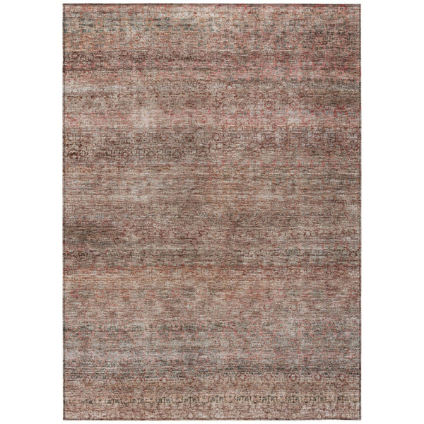 HomeRoots 5' Coral and Black Striped Washable Area Rug - Stylish, Durable, Indoor-Outdoor Versatile Decor Piece 8' X 10' 605768