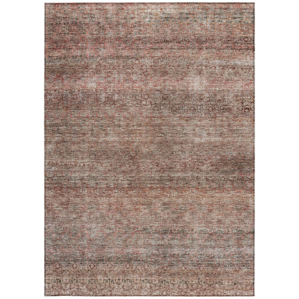 Homeroots 3' Artichoke Green Brown Gray Striped Washable Area Rug For Indoor And Outdoor Spaces, Durable Design 9' X 12' Polyester 605769