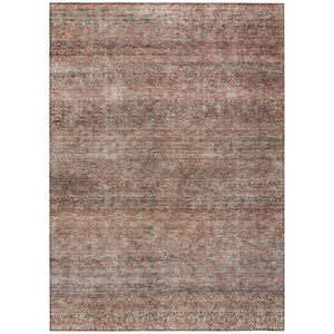 HomeRoots 9' X 12' Coral and Black Striped Area Rug - Stylish, Washable Indoor/Outdoor Decor for High-Traffic Spaces 605769
