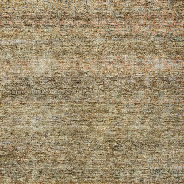 Homeroots 3' Artichoke Green Brown Gray Striped Washable Area Rug For Indoor And Outdoor Spaces, Durable Design 3' X 5' Polyester 605771