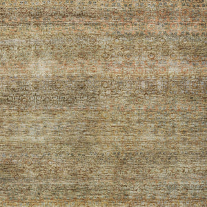 Homeroots 3' Artichoke Green Brown Gray Striped Washable Area Rug For Indoor And Outdoor Spaces, Durable Design 5' X 8' Polyester 605772