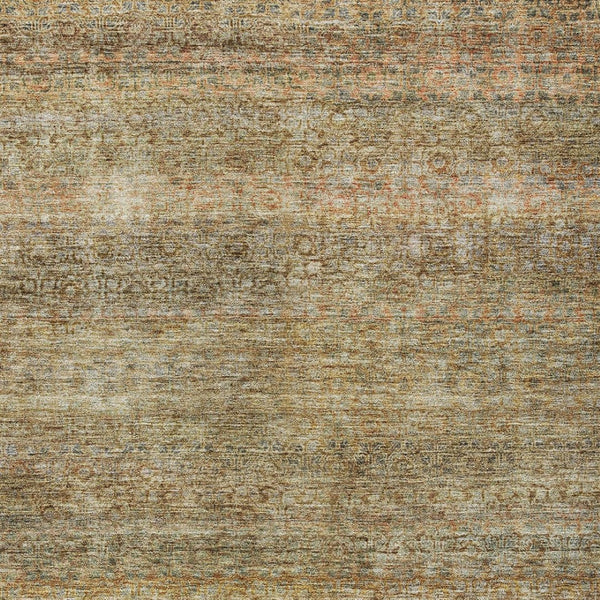 Homeroots 3' Artichoke Green Brown Gray Striped Washable Area Rug For Indoor And Outdoor Spaces, Durable Design 5' X 8' Polyester 605772